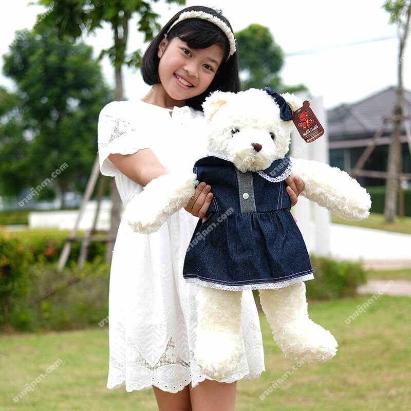 ตุ๊กตาหมีชุดยีนส์ ตุ๊กตาหมีตัวใหญ่ ตุ๊กตาหมีน่ารัก