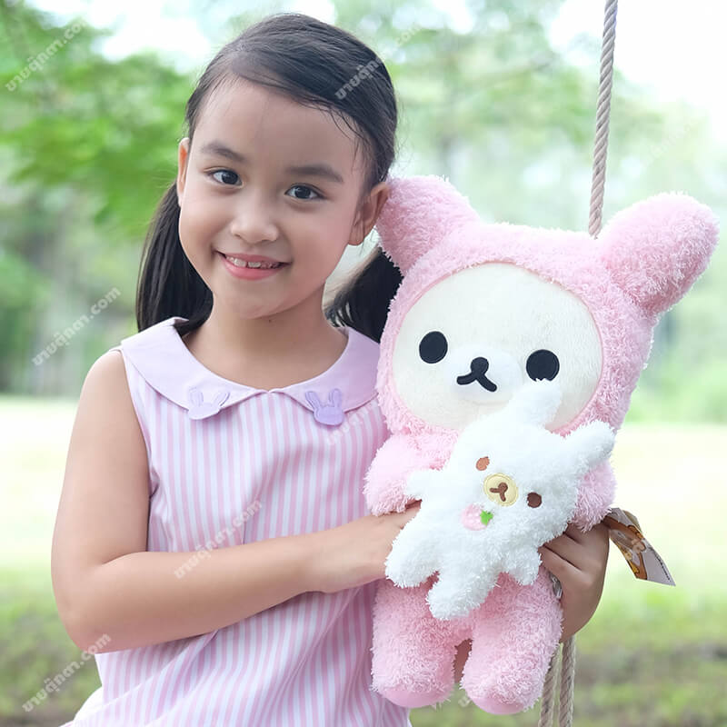3013 Korilakkuma 40 cm Rabbit Pink - human1 ตุ๊กตาโคริลัคคุมะ ชุดกระต่ายสีชมพู Korilakkuma Pink Rabbit จากเรื่องริลัคคุมะ Rillakkuma