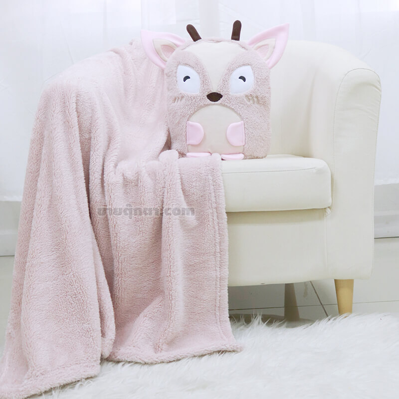 6301 Deer Pillow Blanket - group2r ตุ๊กตาผ้าห่ม กวาง / Pink Deer Pillow and Blanket