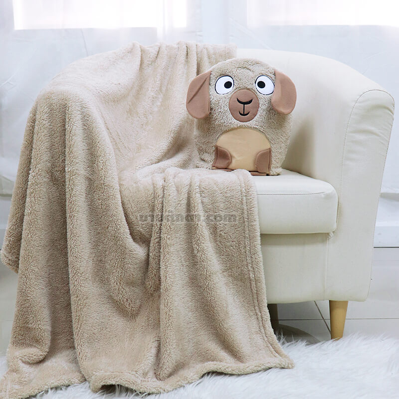 6304 Goat Pillow Blanket - group ตุ๊กตาผ้าห่ม แพะ / Brown Goat Pillow and Blanket