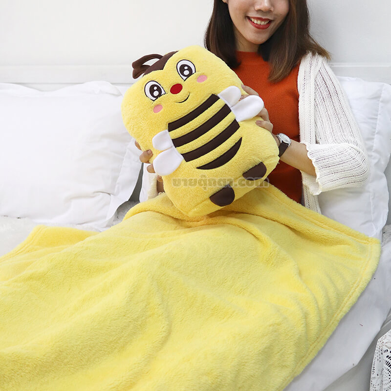 6306 Bee Pillow Blanket - human1 ตุ๊กตาผ้าห่ม ผึ้ง / Baby Bee Pillow and Blanket