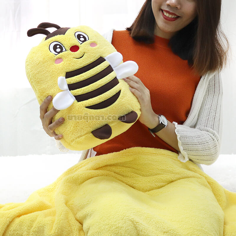 6306 Bee Pillow Blanket - human2 ตุ๊กตาผ้าห่ม ผึ้ง / Baby Bee Pillow and Blanket