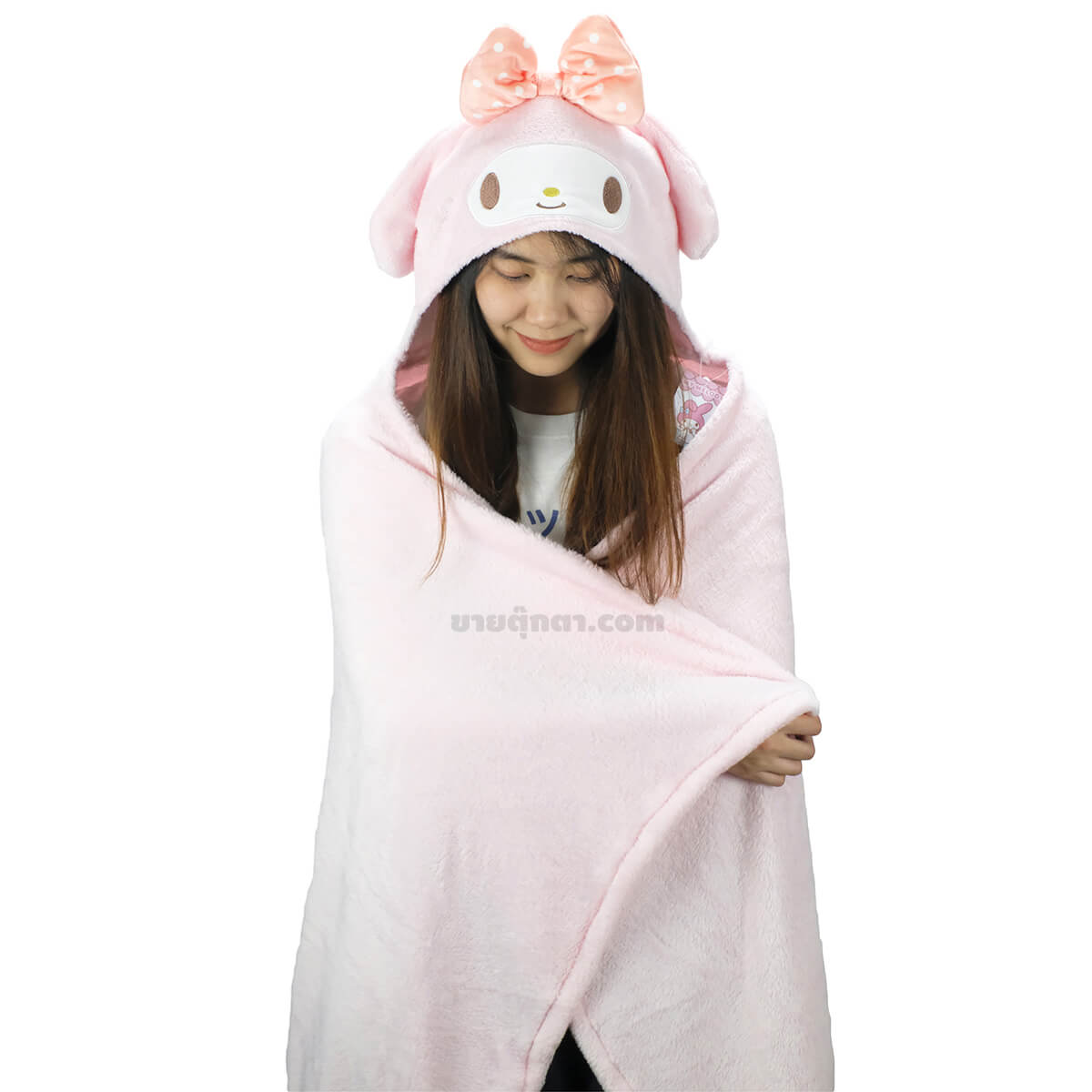 3801 My Melody Blanket with Hood - front ผ้าห่มฮู้ด มายเมโลดี้ / My Melody ของค่าย ซานริโอ้ Sanrio