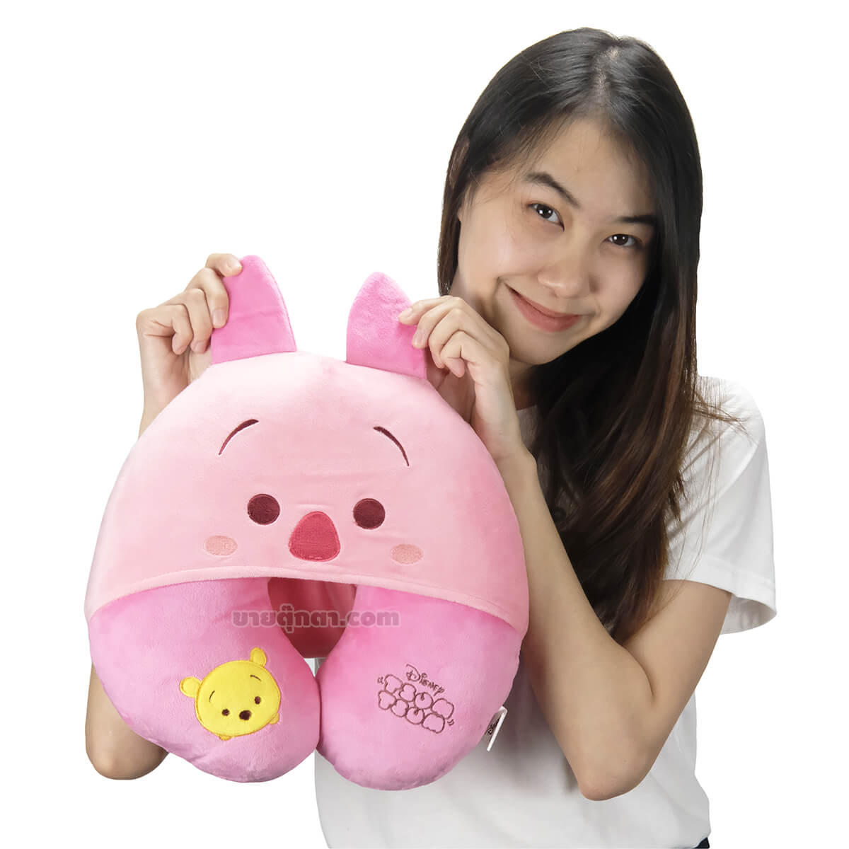 5224 Piglet Tsum Tsum - Neck Pillow - hold หมอนรองคอ พิกเล็ต แบบมีฮู้ด / Piglet Tsum Tsum Neck Pillow จากเรื่องวินนี่เดอะพูห์ Winnie the pooh ของค่าย ดิสนีย์ Disney