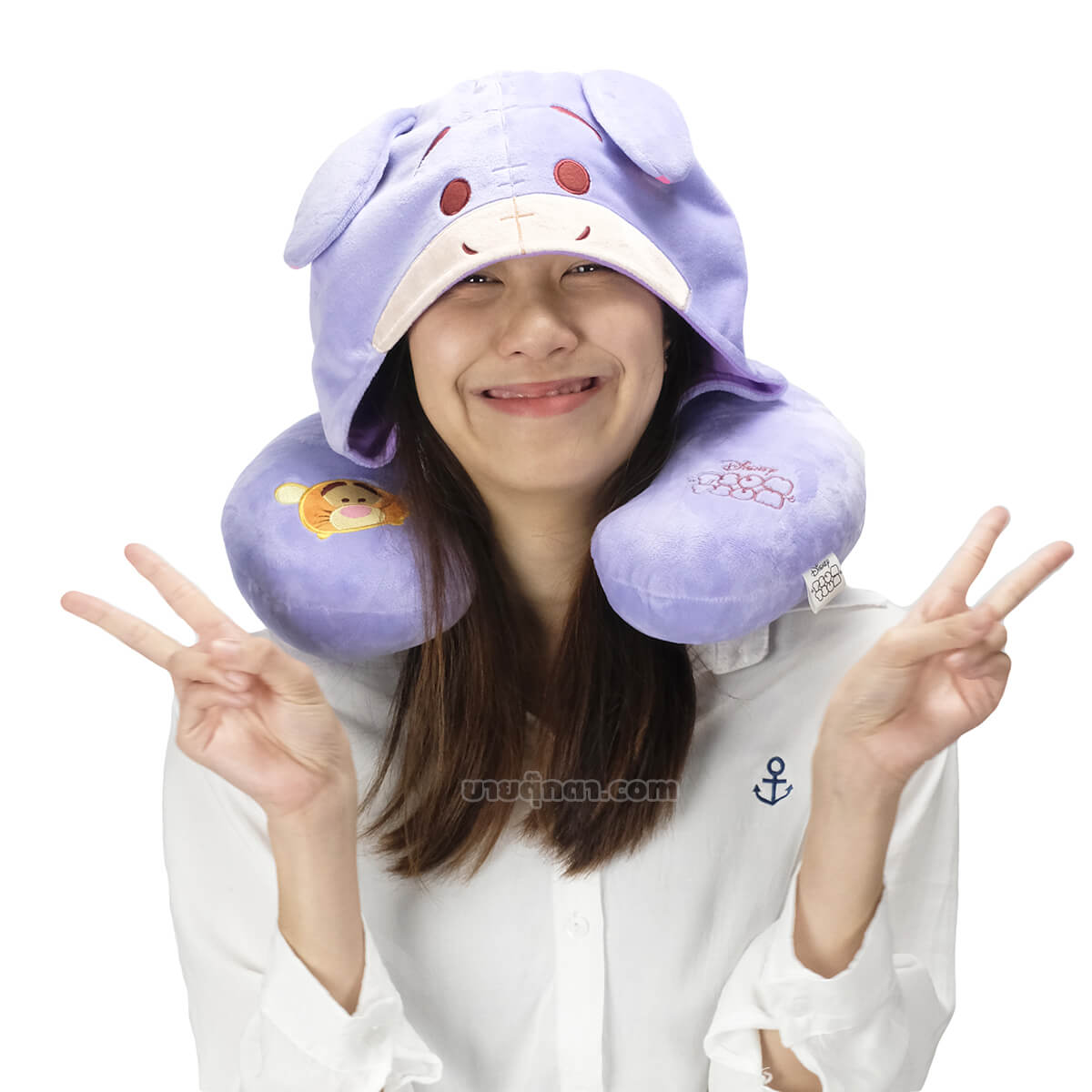 5225 Eeyore Tsum Tsum - Neck Pillow - human2 หมอนรองคอ อียอร์ แบบมีฮู้ด / Eeyore Tsum Tsum Neck Pillow จากเรื่องวินนี่เดอะพูห์ Winnie the pooh ของค่าย ดิสนีย์ Disney