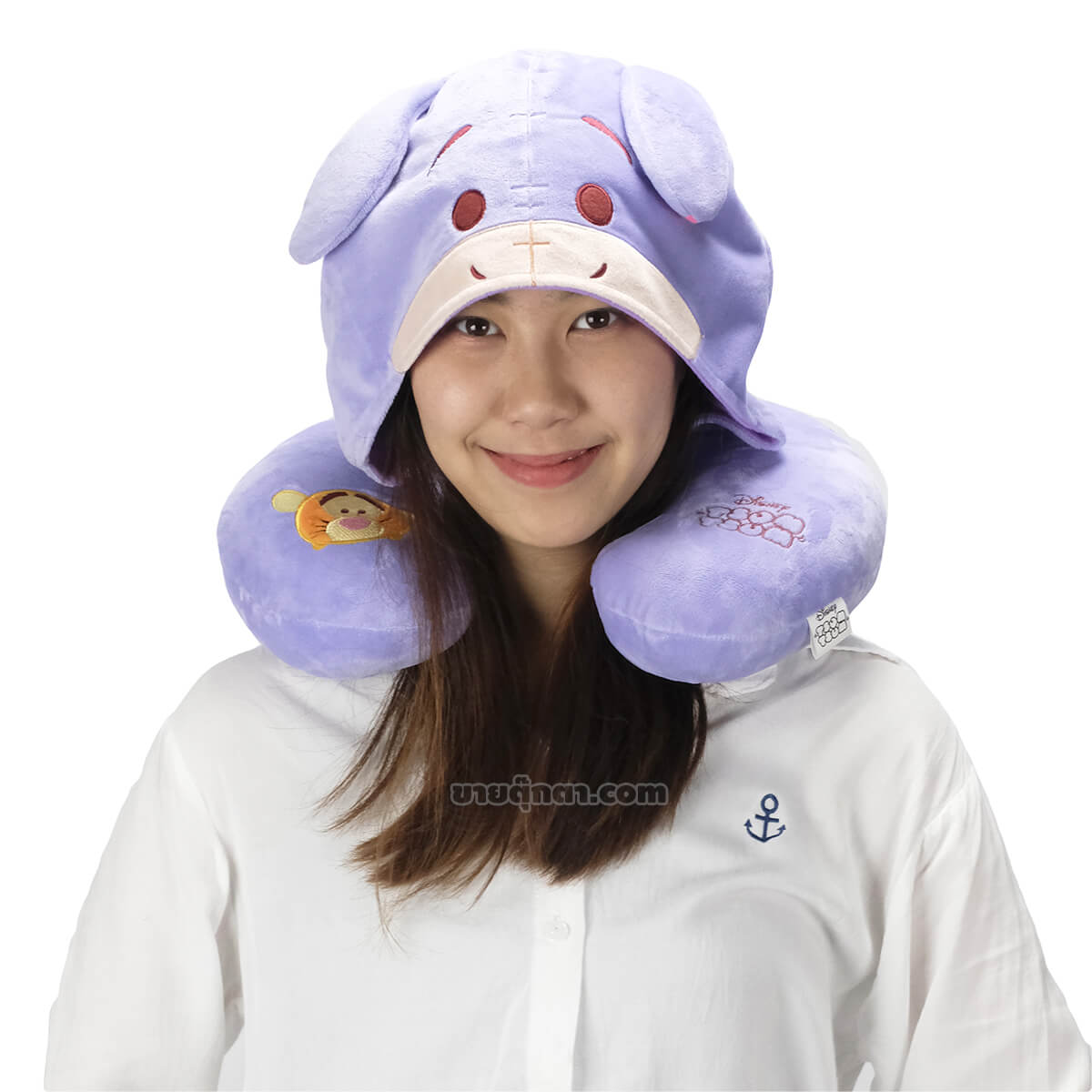 5225 Eeyore Tsum Tsum - Neck Pillow - human3 หมอนรองคอ อียอร์ แบบมีฮู้ด / Eeyore Tsum Tsum Neck Pillow จากเรื่องวินนี่เดอะพูห์ Winnie the pooh ของค่าย ดิสนีย์ Disney