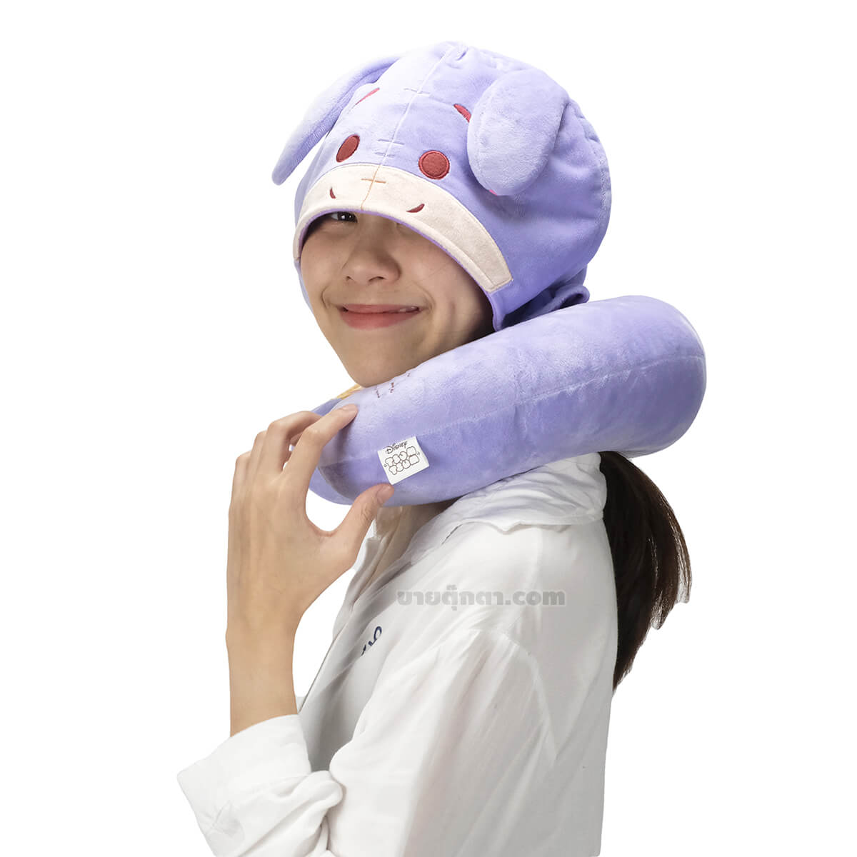 5225 Eeyore Tsum Tsum - Neck Pillow - human4 หมอนรองคอ อียอร์ แบบมีฮู้ด / Eeyore Tsum Tsum Neck Pillow จากเรื่องวินนี่เดอะพูห์ Winnie the pooh ของค่าย ดิสนีย์ Disney